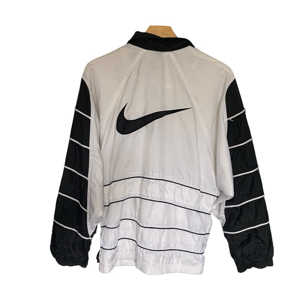 Vintage 90s Nike Big Swoosh Black White Windbreaker Jacket Womens Medium
